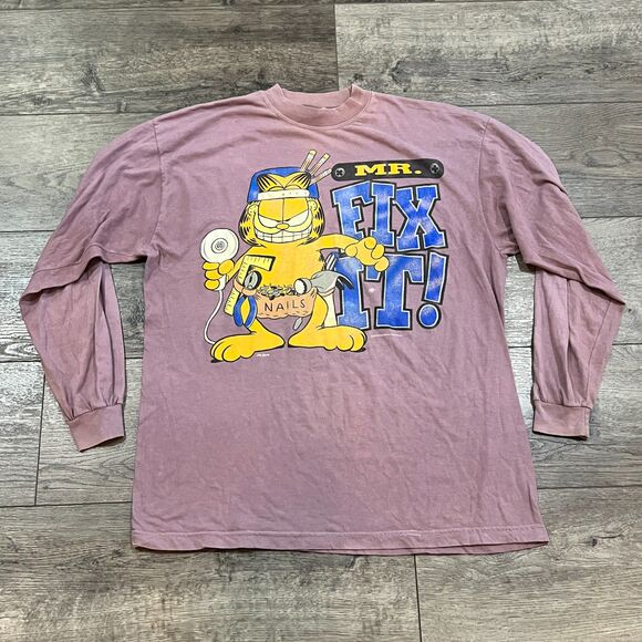 Vintage Sun Tag Garfield 'Mr. Fix It' Graphic Tee Shirt - Men's Size XL - Picture 1 of 8